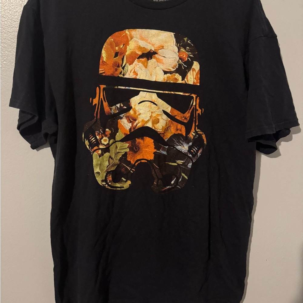 Floral StarWars Graphic Black T-Shirt